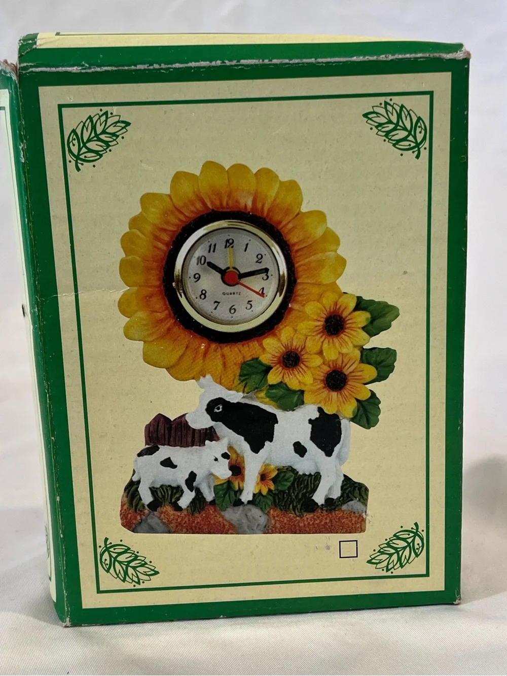 Sunflower Cow Resin Shelf Clock AS-IS